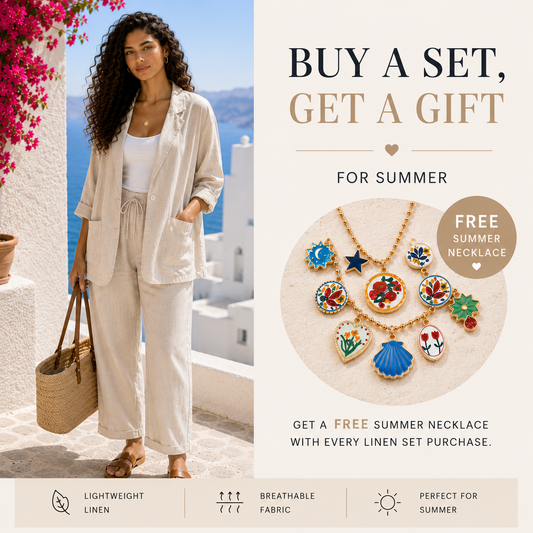 Santorini Linen Set + Free Summer Necklace